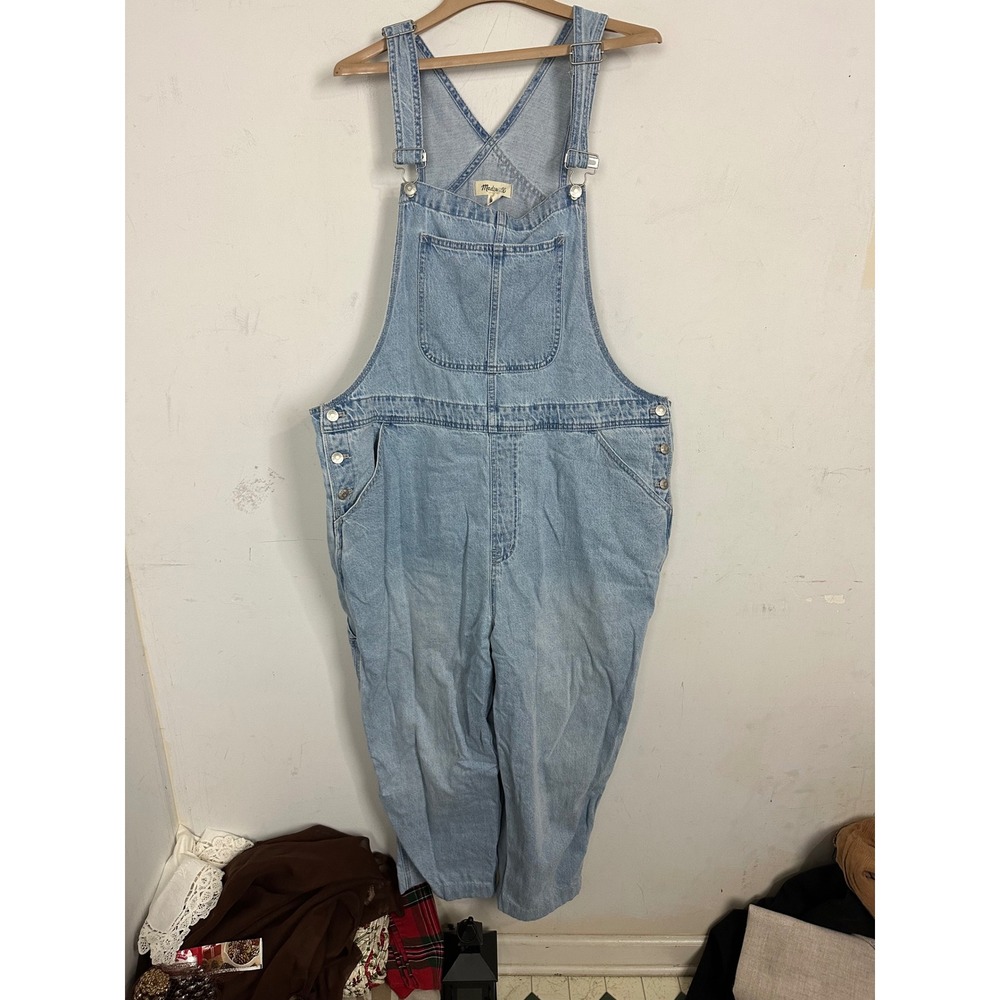 Madewell Denim Overalls Womens 3X Light Wash Blue Cotton Tencel Straight Leg